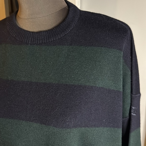 Blue Drake Green & Navy Striped Wool Blend Crew Neck Sweater SZ Large - Picture 2 of 9